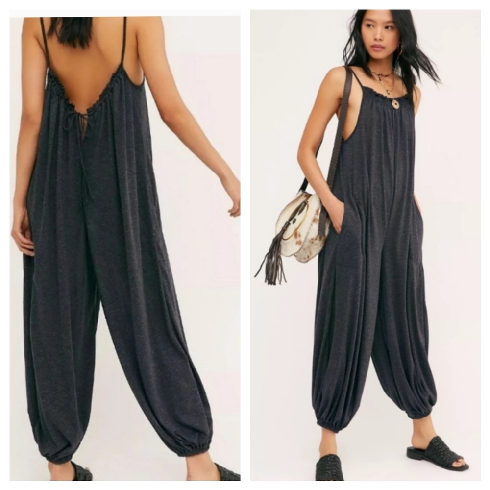 Free People Charcoal Gray Harem Jumpsuit